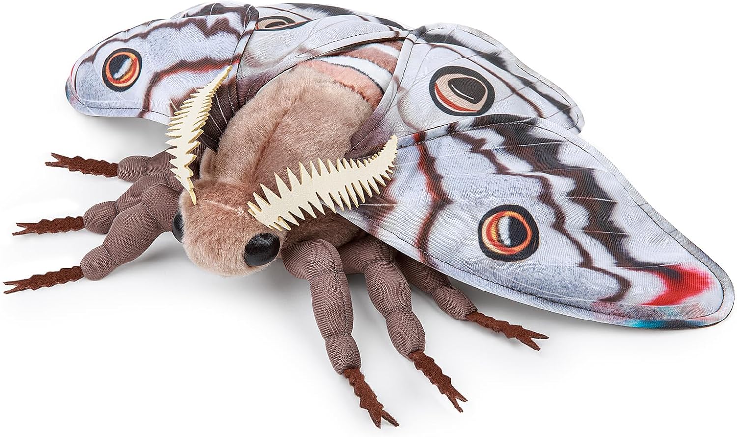 Emperor Moth Plush Toy - Realistic Emperor Moth Stuffed Animals 11in, Lifelike Soft Big Moths Plushie Model Toys, Unique Plushs Gift Collection for Kids
