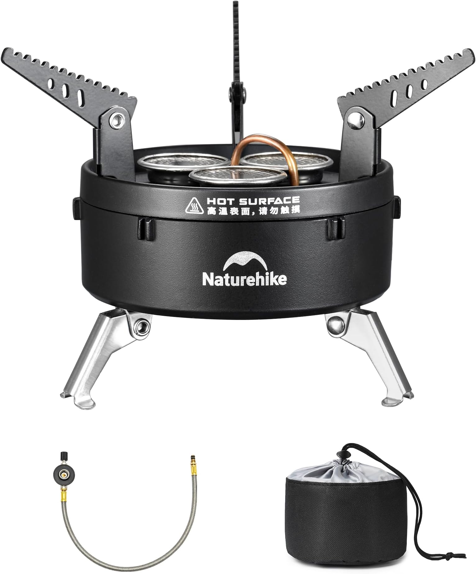 Camping Gas Stove for IGT Table, Portable Isobutane Stove with Storage Bag & Foldable Brackets, 3 Burners Camp Stove for Outdoor Car Camping Cooking Tailgating