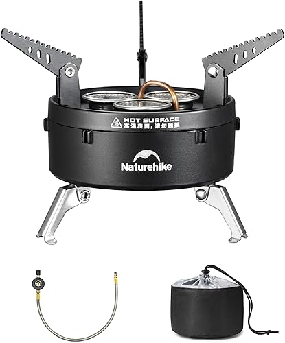 Naturehike Estufa de gas de camping para mesa IGT, estufa portátil de isobutano con bolsa de almacenamiento y soportes plegables, estufa de
