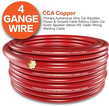 4 Gauge Battery Cable Kit 50ft Red/Black CCA Power/Ground Wire for Car Amp