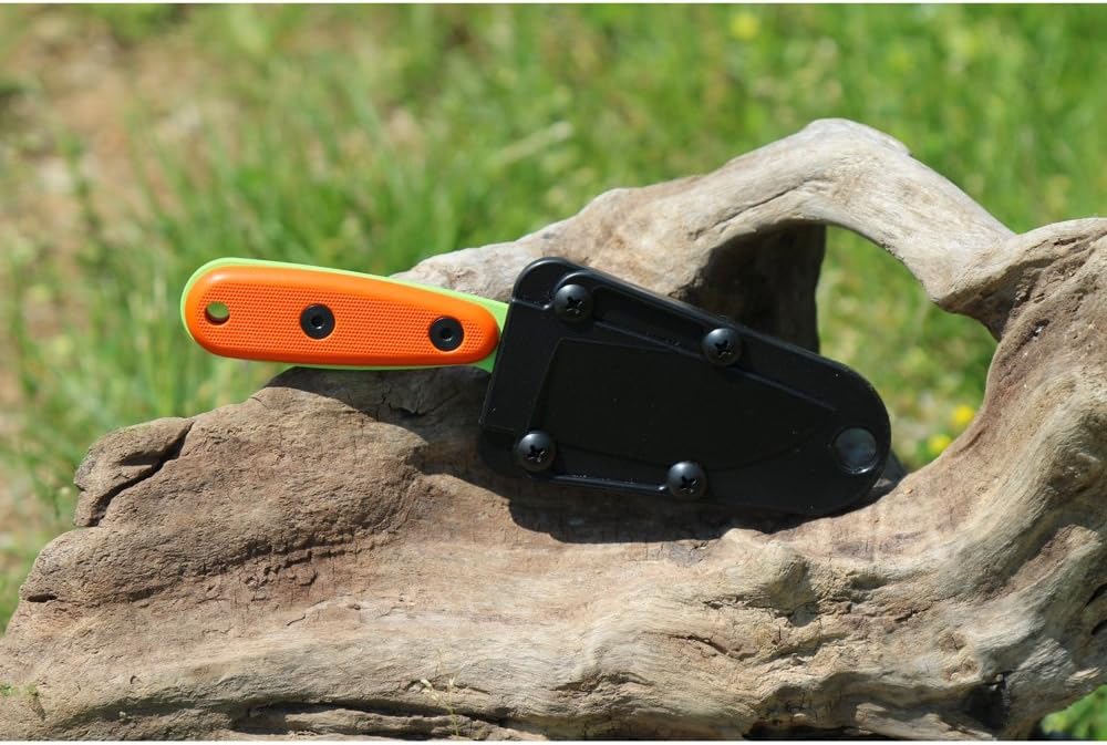 ESEE Izula Venom Green Fixed Blade Knife w/Orange G10 Handles and Molded Polymer Sheath