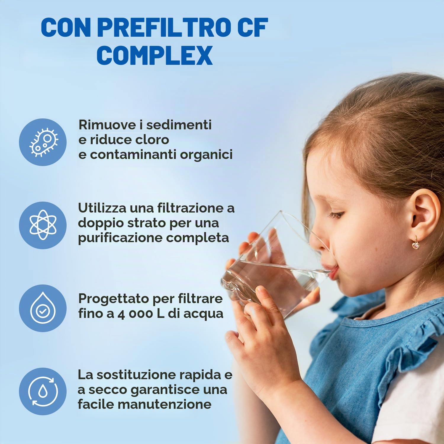Ecosoft CF - Prefiltro complesso per filtri CROSS, rimozione di sedimenti e cloruro, facile installazione per sistema ad osmosi inversa CROSS 90, sostituzione ogni 12 mesi