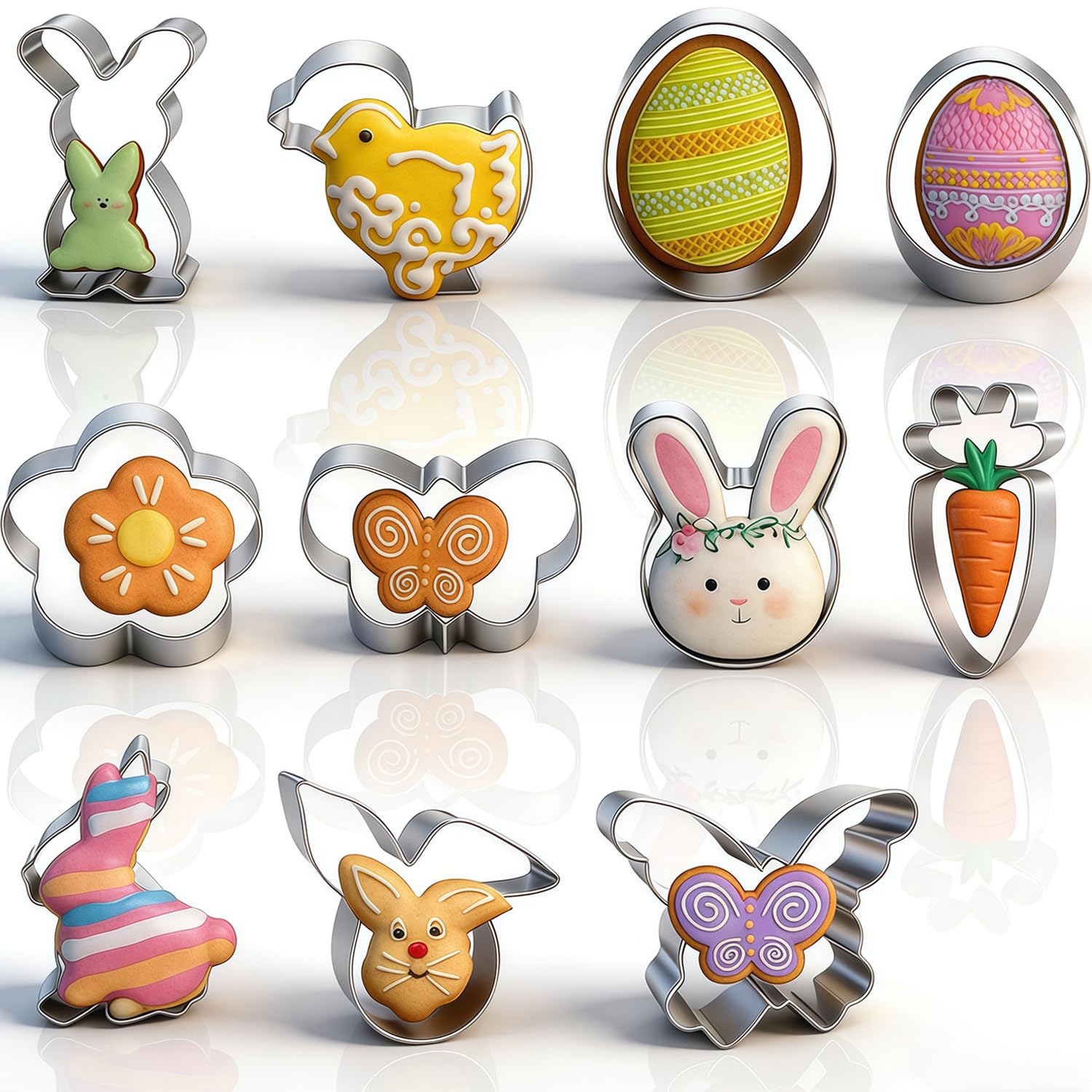 GUO-YING Ausstechformen Ostern, Osterhasen Ausstecher Set 11 Stück | Easter Backformen & Keksausstecher | Präsent für Familie & Freunde (11) (Ostern)
