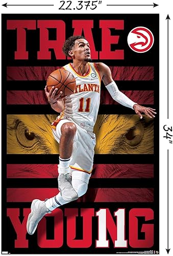 Vista 13 de Trends International NBA Atlanta Hawks - Póster de pared de Trae Young 20, 34 pulgadas de largo x 22.4 pulgadas, versión enmarcada en negro Versión