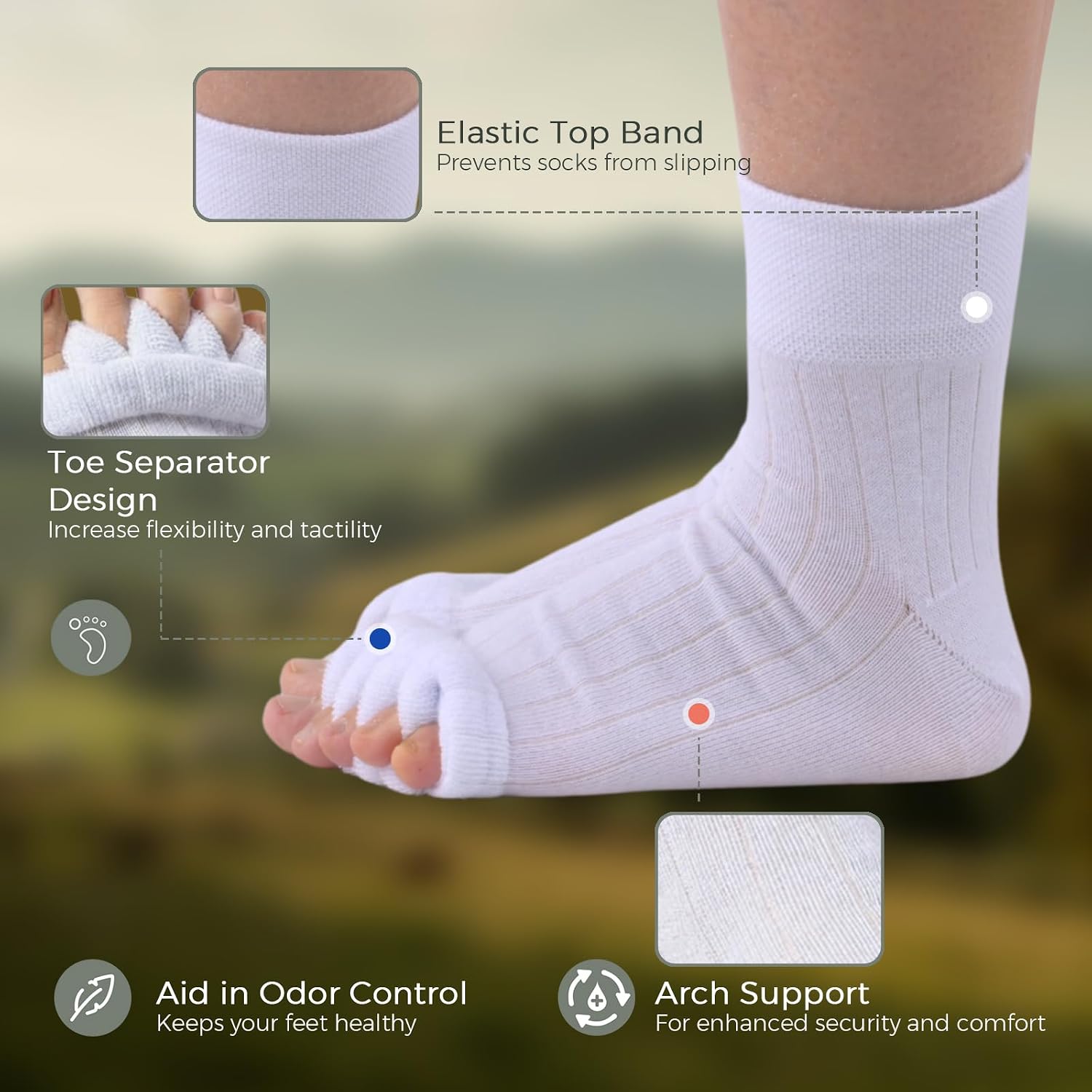 Toe Separator Socks,Foot Alignment Sock for Health Care, Pain Relief, Bunion Corrector, Yoga Massage Socks