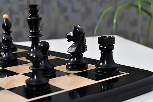 Miniatura 5 de Reproduced Romanian-Hungarian National Tournament Chess Pieces – 3.8" King, Handcrafted in Ebonized & Natural Boxwood – Luxury Staunton Wooden Chess
