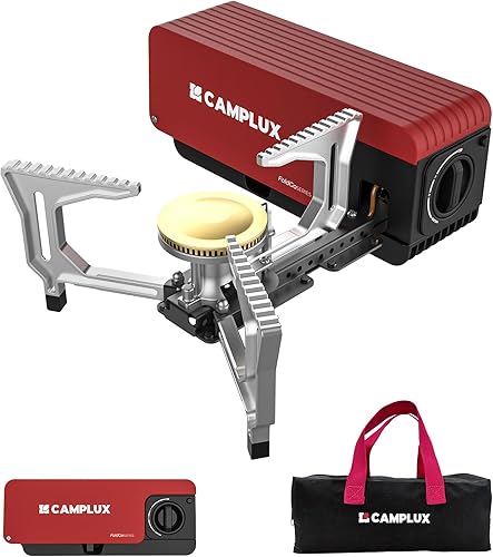 CAMPLUX - Estufa de campamento FoldGo, estufa portátil de gas butano de 7500 BTU, estufa de casete plegable con bolsa de transporte y quemador