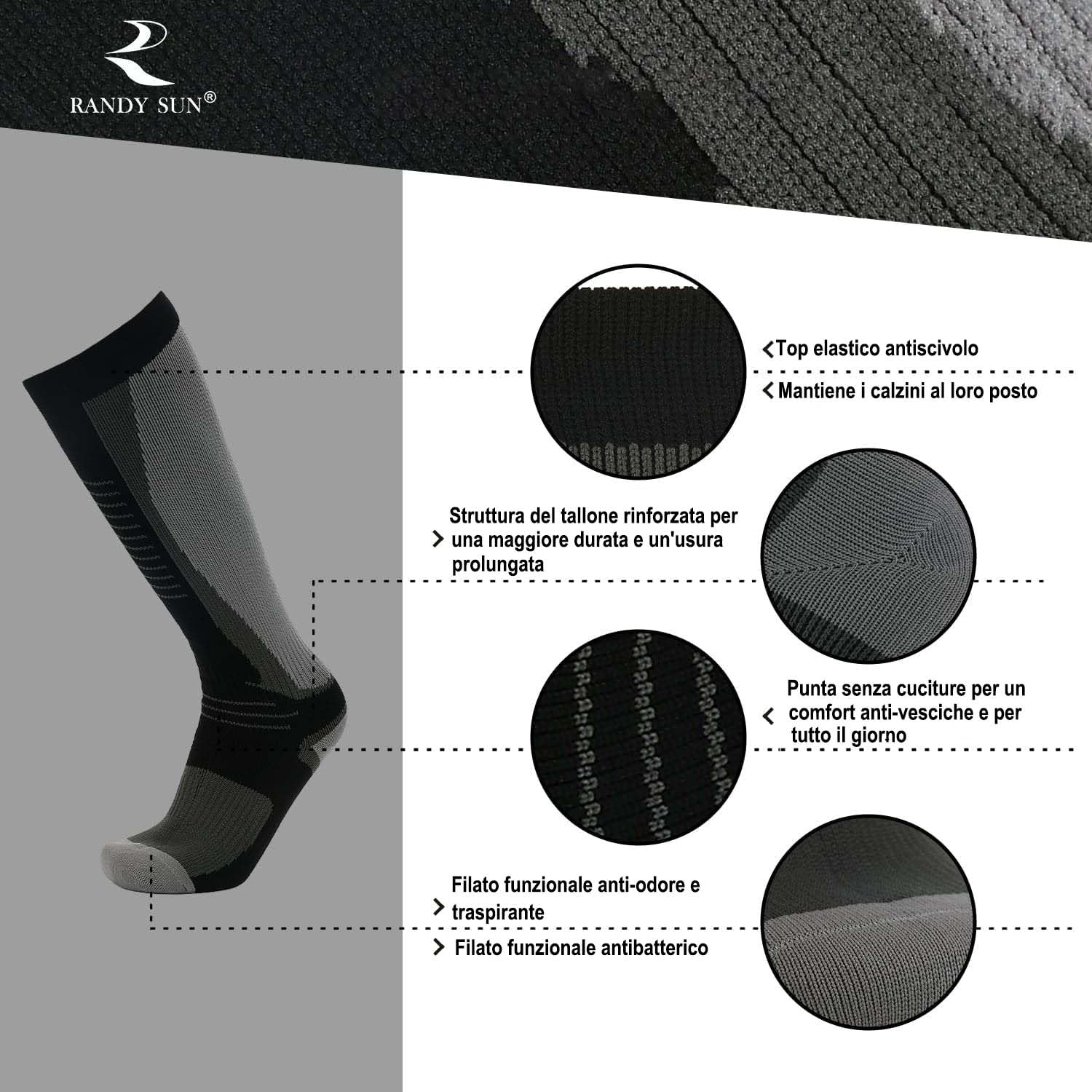 RANDY SUN Chaussettes en Hautes Imperméables pour Femmes Hommes Etanche Respirant Résistant au Froid,Sports de Plein air Nautiques vélo Randonnée Aviron Moto Chasse pêche ski,1 Paire XS