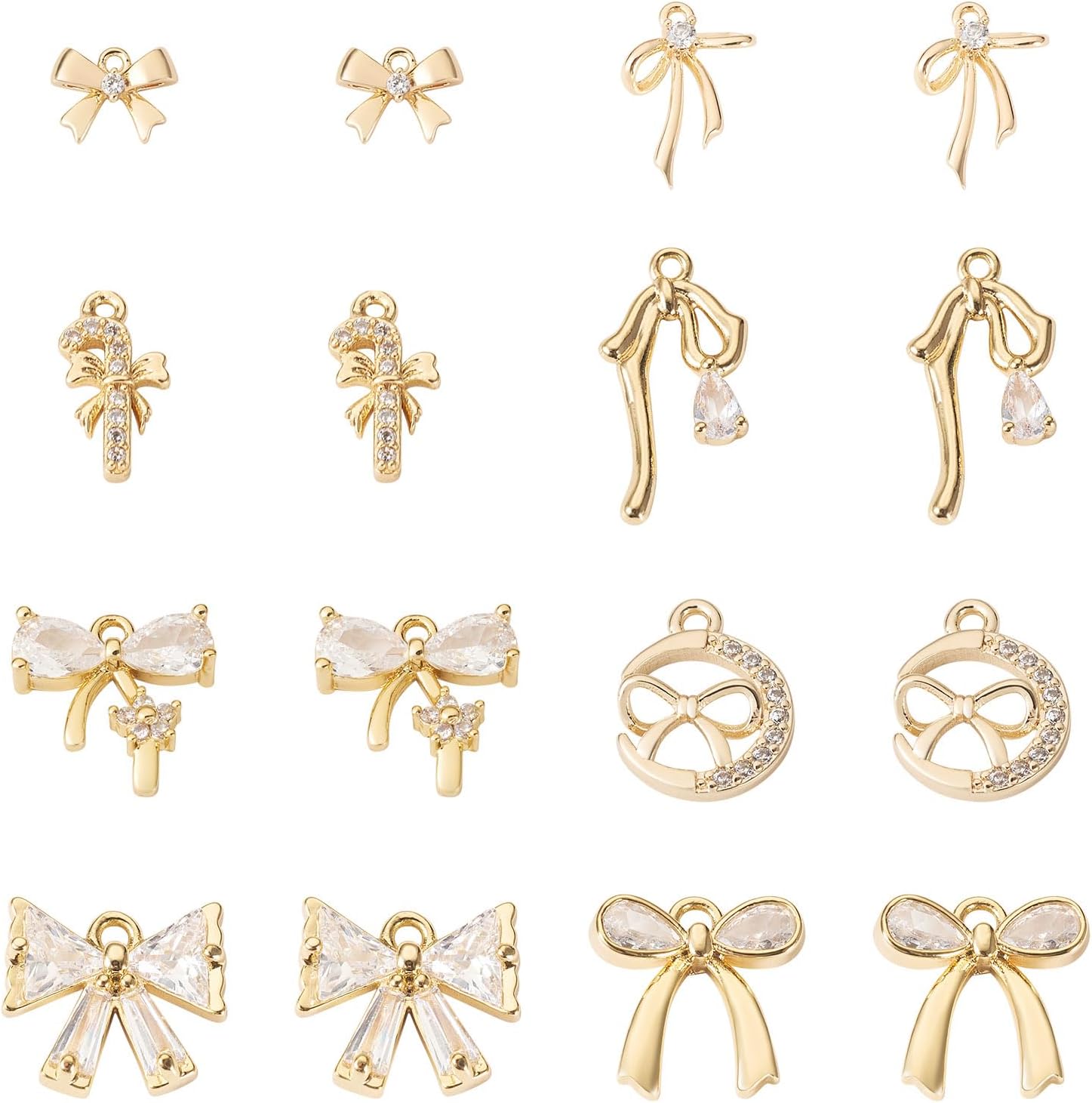 FASHEWELRY Alloy Bowknot Charms Links Golden Bow Tie Connector Charms Metal Bow Link Charms Bow Earring Connectors Christmas Jingle Bell Bow Charms for DIY Necklace Bracelet Jewelry Making - Image 7
