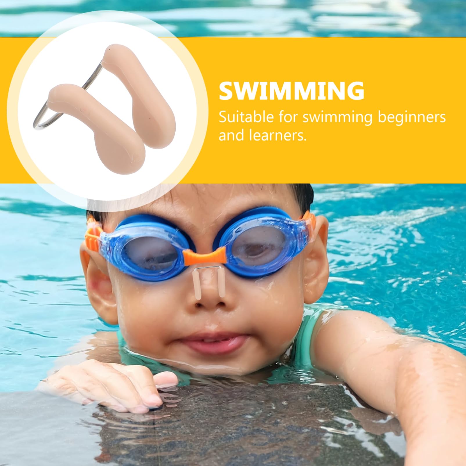 Toddmomy Clip Nasale per Nuoto Protezione per Adulti Sport Immersioni per Piscine Clip Nasali Clip per Nuoto Snorkeling Nuotatore Subacqueo Beige