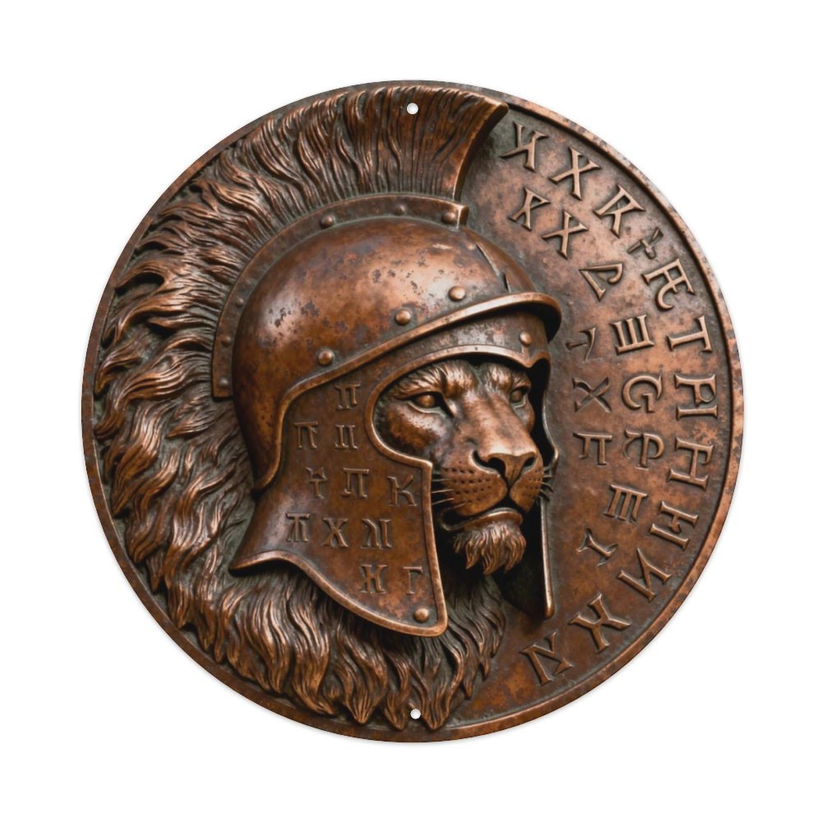 Greek Hercules Lion Skin Ring Rune Metal Tin Sign Plaque