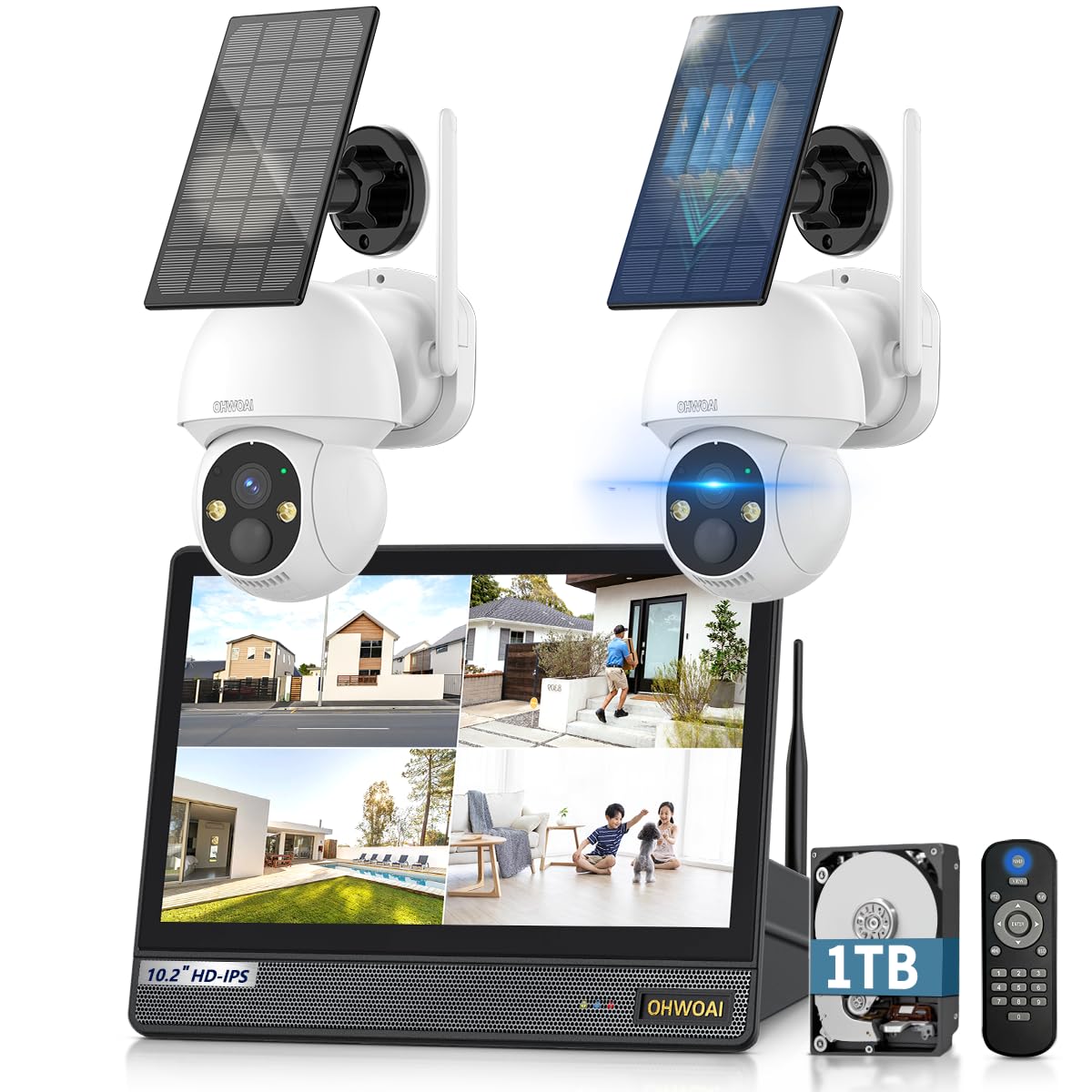 Amazon.co.jp: OHWOAI 防犯カメラ ワイヤレス 屋外 ソーラー給電 Dual