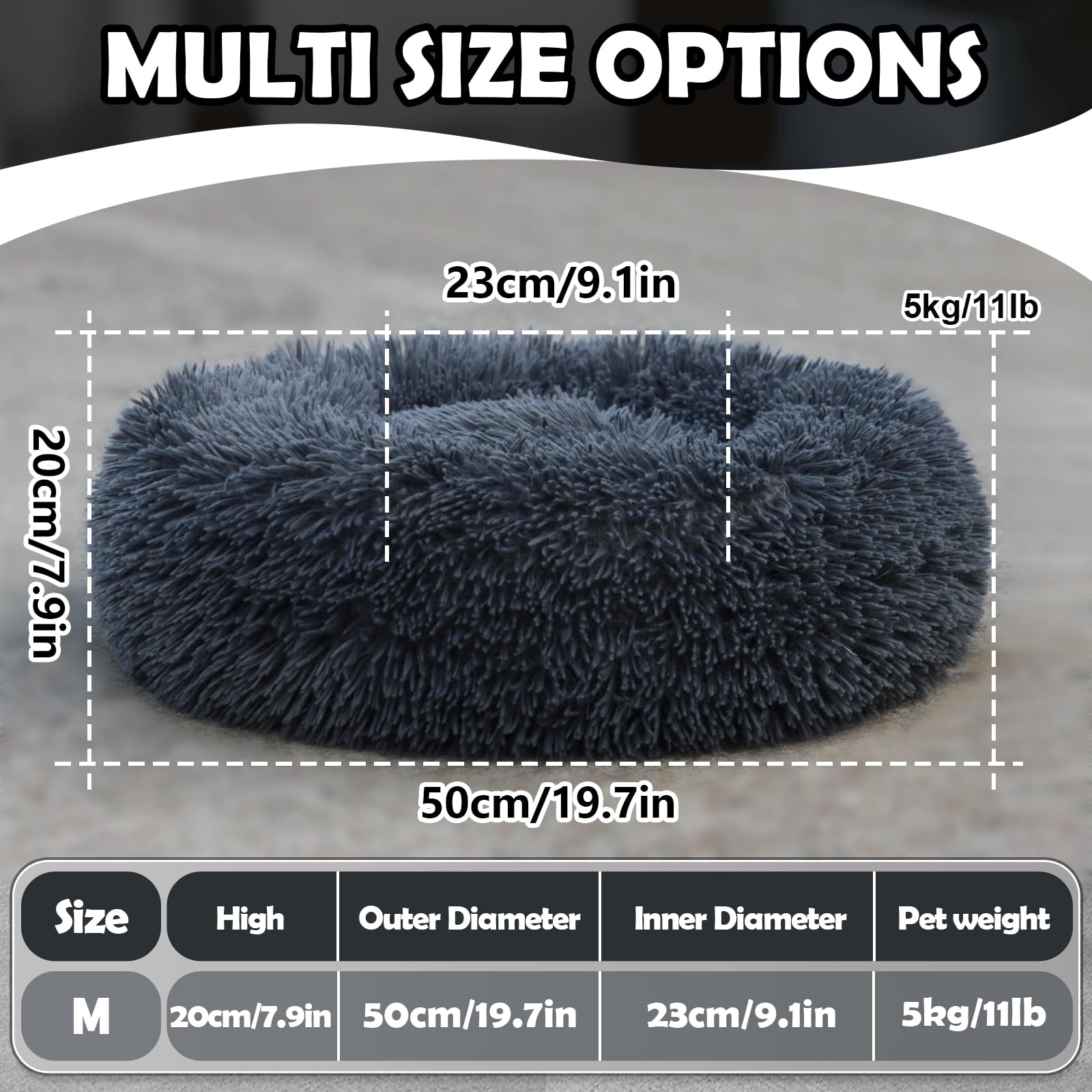 MDDK DY Cuccia Cane Interno, Cuccia Gatto Morbido Lavabile e Confortevole,Letto Per Gatti e Cani Soffice Domestici a Ciambell, Cuscino Cane Taglia Media e Grande (50 * 20CM Grigio Scuro)