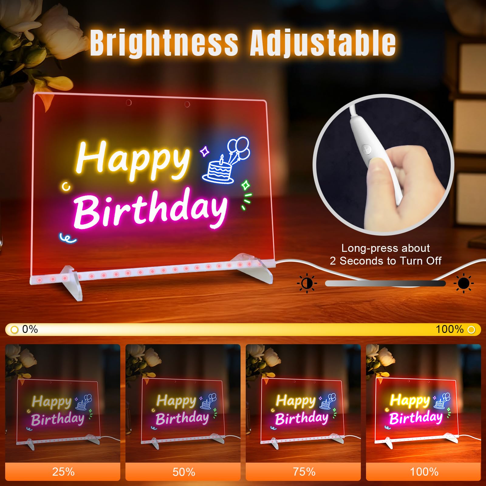 Ortizan Lavagna Luminosa per Disegnare, Lavagna Luminosa Bambini, 35x25 cm 13 modalità di luce, incluso adattatore, supporto e catena per appendere, Regalo Creativo per Fidanzata,Mamma,Papà Festività