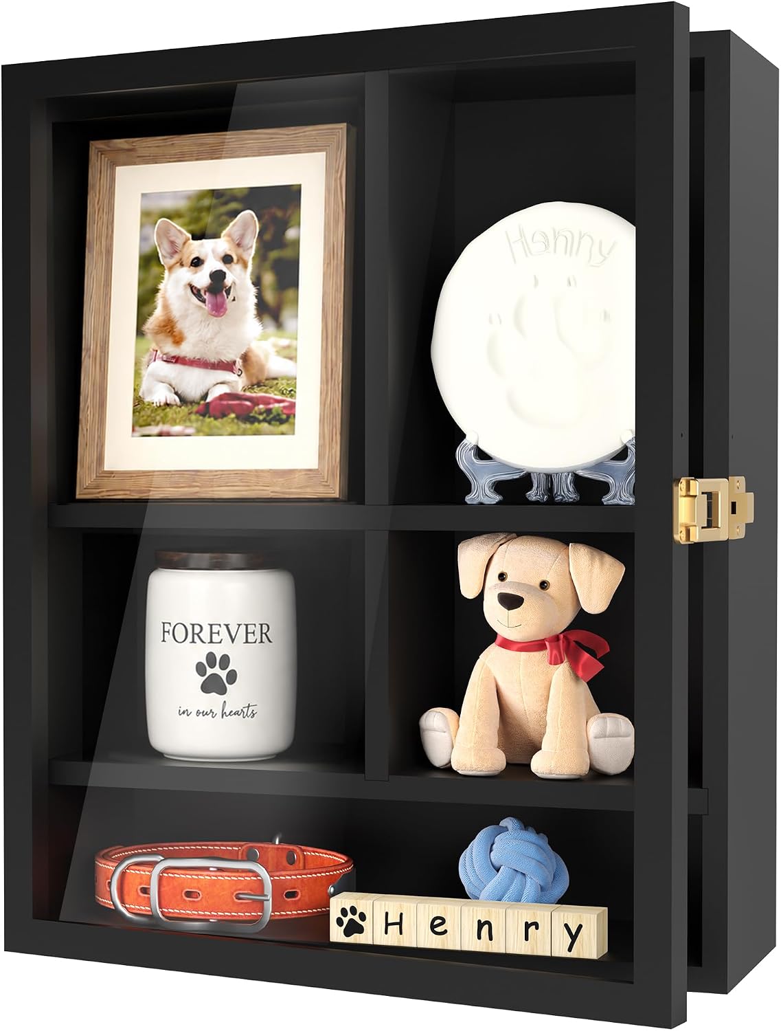 Pet Memorial Shadow Box, 14.7"x 12" Dog Memorial Shadow Box with Adjustable Shelves & Pin-Back Board, Wooden Pet Memorial Box for Ashes, Photos & Keepsakes, Loss of Pet Sympathy Gift, In Memory of Dog