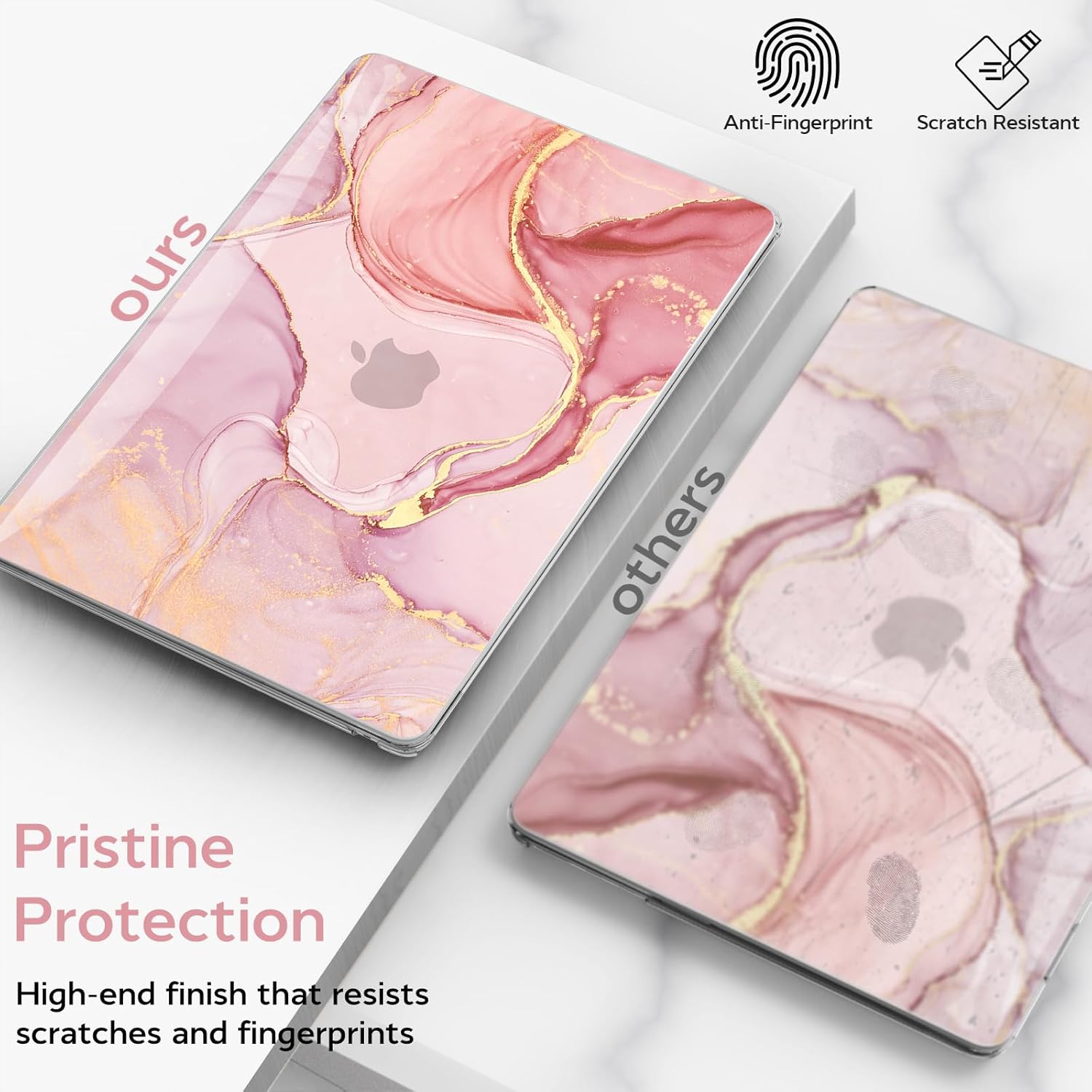 B BELK Compatible with MacBook Air 13 inch Case 2026 2025 2024 2023 2022 M4 M3 M2 A3240 A3113 A2681, Plastic Hard Shell Case for MacBook Air 13.6 inch + Keyboard Cover + Screen Protector, Pink Marble - Image 5