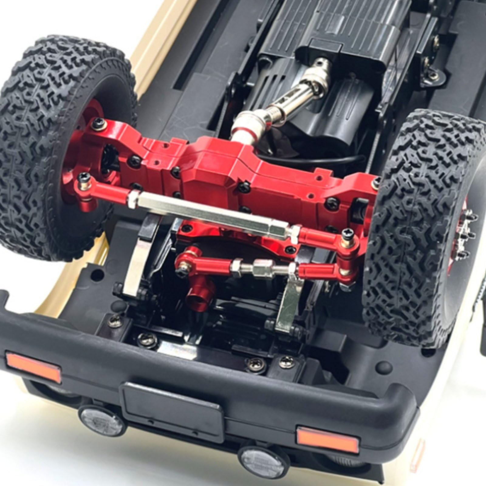 Eje de Vehículo Conjunto Eje Delantero Trasero Transmisión Tracción Carcasa de Metal Reforzada Renovación Completa para RC 1/10 C74 y /16 Adecuado para Escalada Rutas Aficionados, Rojo