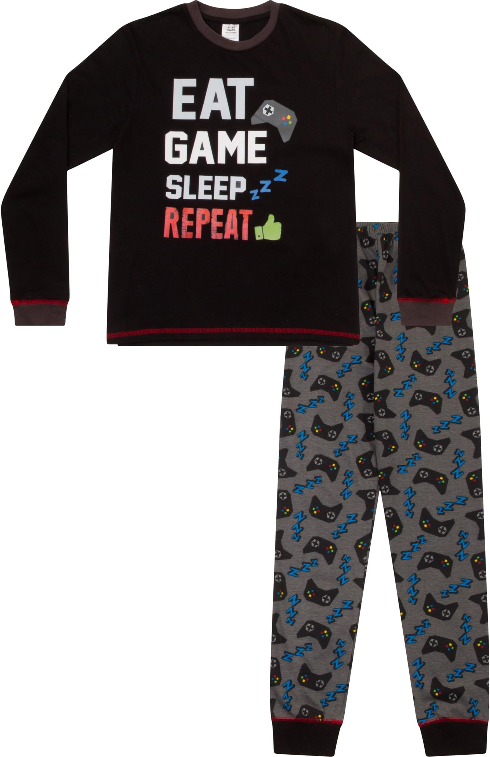 Boys Eat Game Sleep Controller Long Pyjama Set Kids Gaming Pyjamas 8 to 16 Years