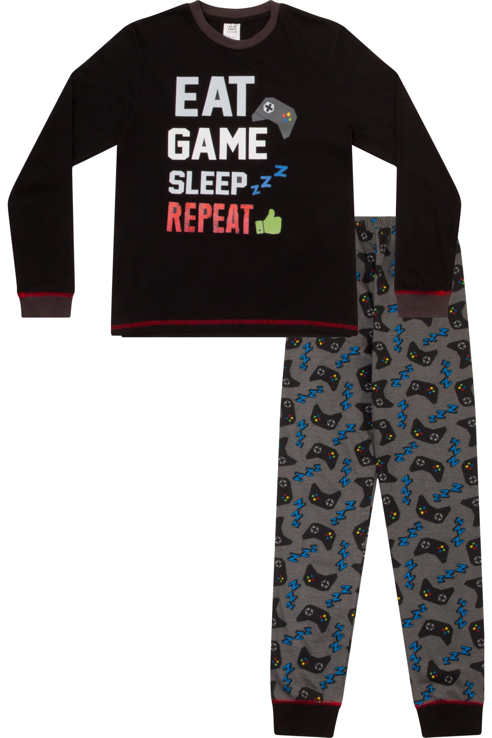 Boys Eat Game Sleep Controller Long Pyjama Set Kids Gaming Pyjamas 8 to 16 Years