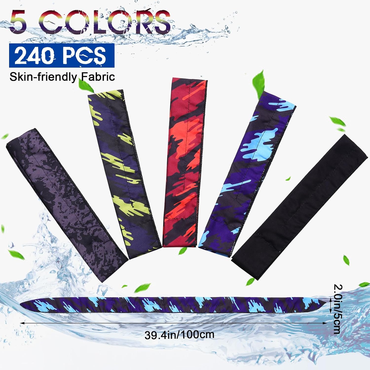 Tarpop Cooling Neck Wraps Cooling Bandana Neck Cooler Accessories Ice Wrap Scarf Headband for Summer Hot Weather Sport