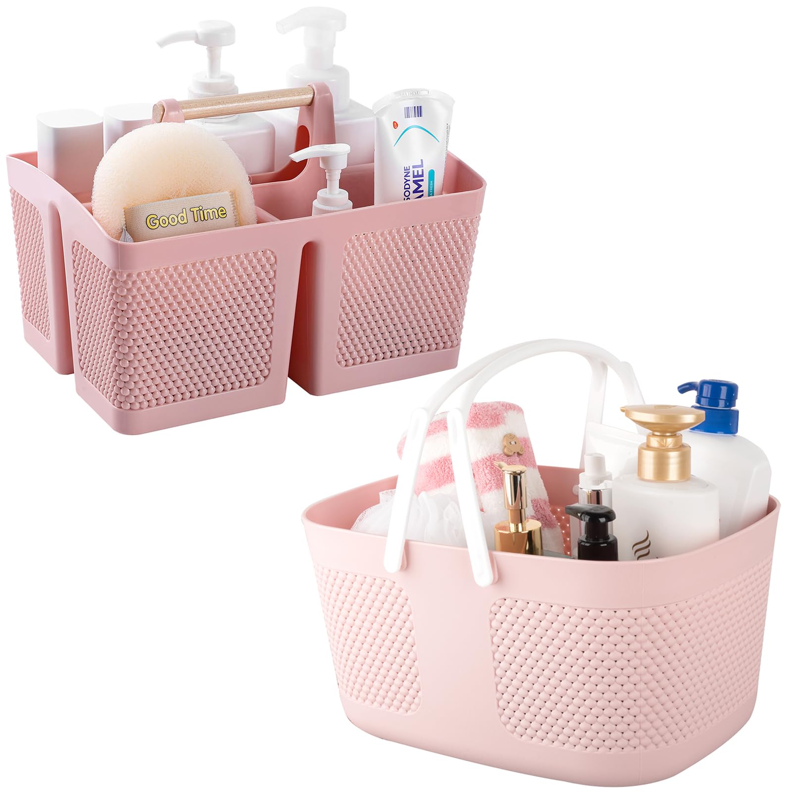 rejomiik Portable Shower Caddy Basket Plastic Cleaning Caddy Organizer Storage Tote with Handle for Bathroom College Dorm Room