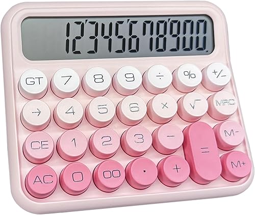 Benkaim Calculadora de escritorio - Pantalla LCD grande de 12 dígitos, calculadora de botón grande para uso escolar, hogar y negocios (degradado