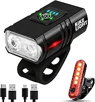 Kit Lanterna Para Bicicleta Recarregável, Kit Farol Bike + Sinalizador para Bicicleta, LED Potente, Resistente à Água, Vários Modos de Luz