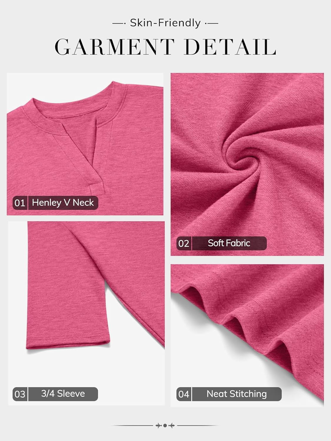 ATHMILE Womens V Neck 3/4 Sleeve T Shirts Spring Summer Tops Tunic Casual Tees Henley Beach Vacation Basic Fashion Clothes - Image 5