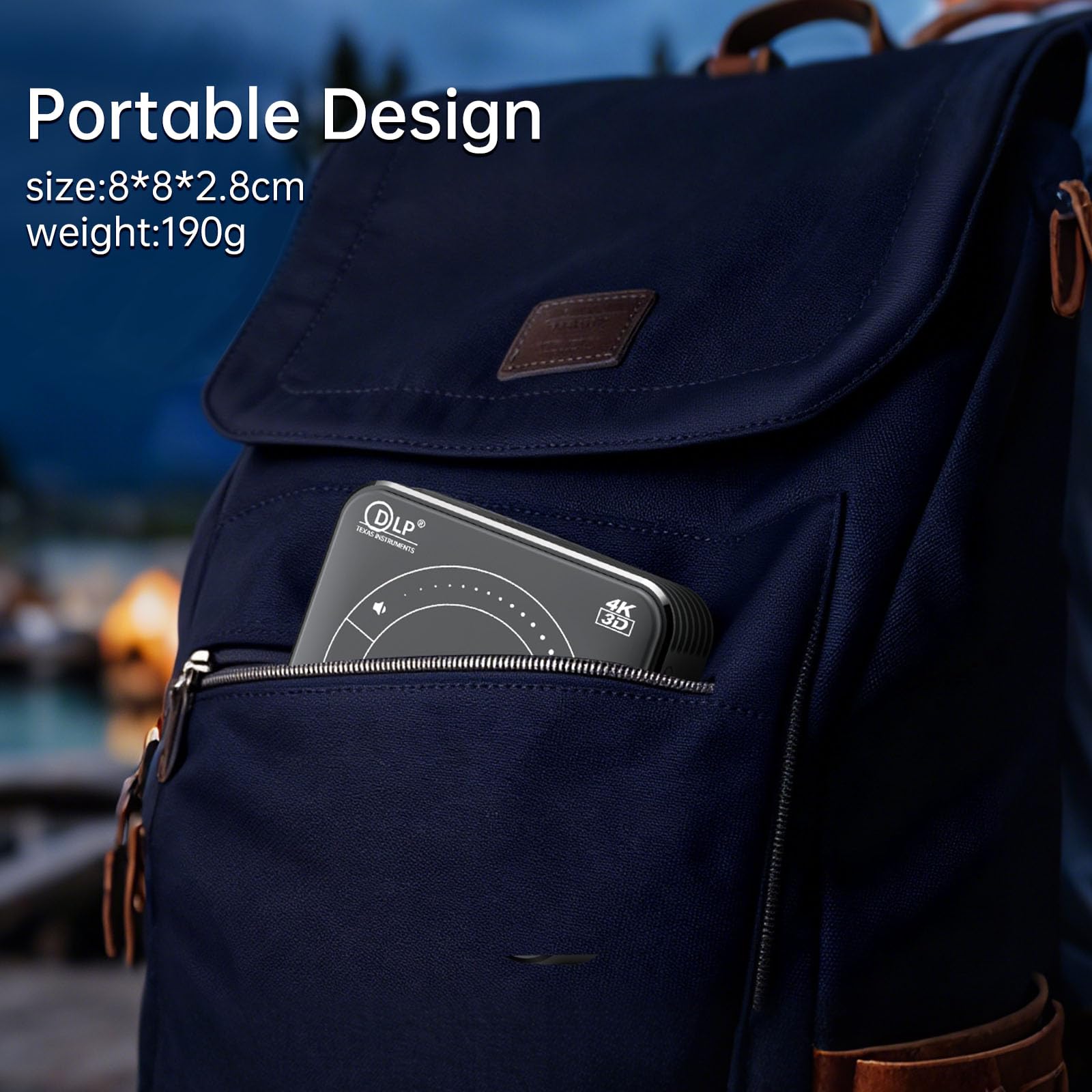 Mini Vidéoprojecteur DLP Pico Projecteur avec Batterie, 1080P, WiFi 6, Bluetooth 5.0, Portable avec Trépied