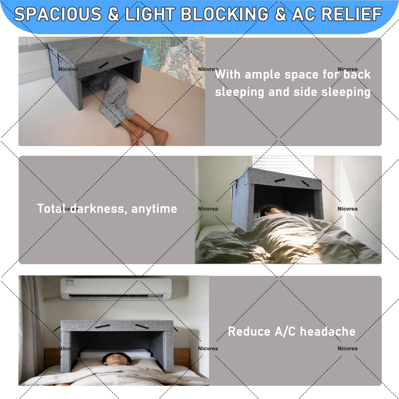 Tenda da cabina per dormire insonorizzata, riduzione del rumore portatile con isolamento in cotone, doppi altoparlanti integrati per un ambiente di sonno sicuro