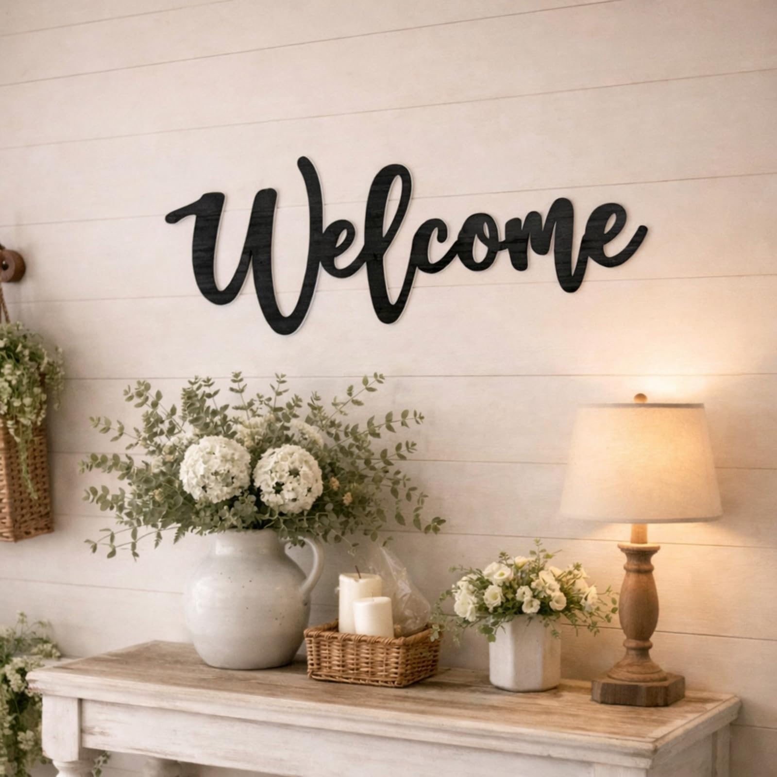 ウッドウォールアート(930×480・2) Amazon.com: Jetec Wood Cutout Welcome Sign Welcome Wall Decor Word