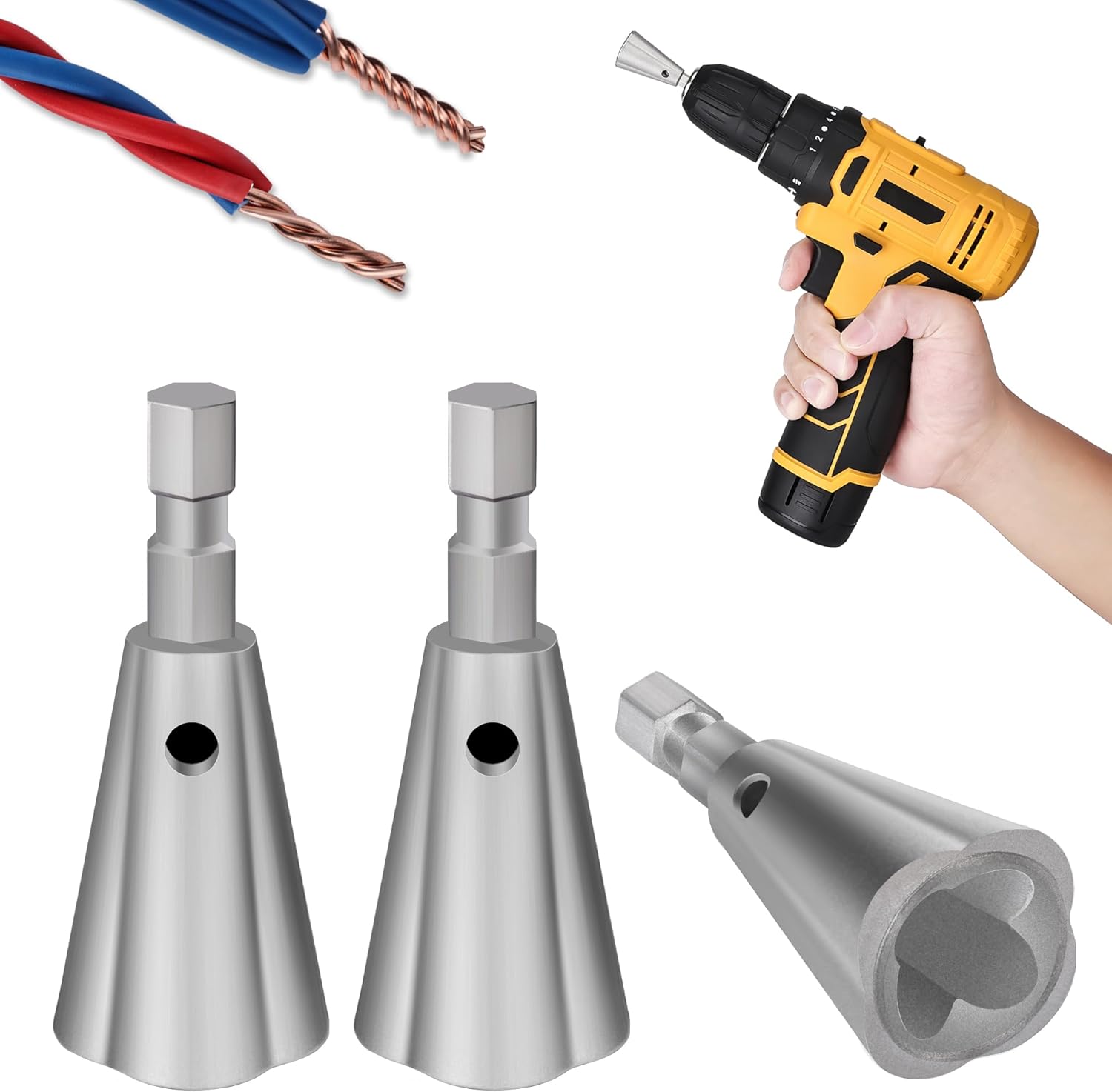 NECAMOCU 3 Pack Wire Twister Tool for Drill, Upgraded Wire Twisting