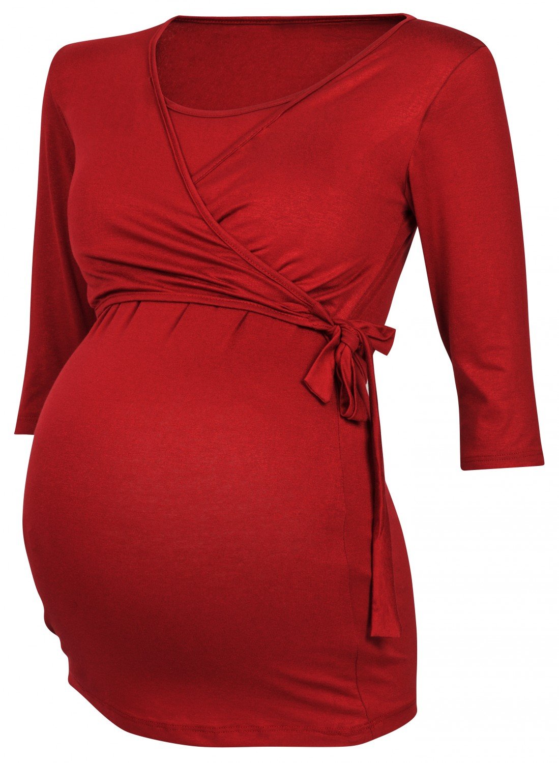 HAPPY MAMA Donna T-Shirt Bolero prémaman per L'Allattamento Camicia Maglia. 458p (Cremisi, IT 42, M)