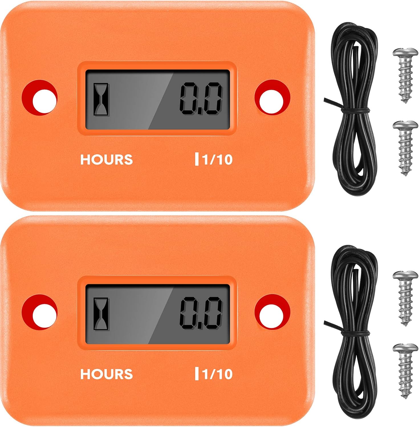 2 Pieces Inductive Hour Meter for Gas Engine Lawn Mower Dirt Bike Motorcycle Motocross Snowmobile Karting Marine ATV Boat Outboard Motor Generator Waterproof Hour Meters (Orange)