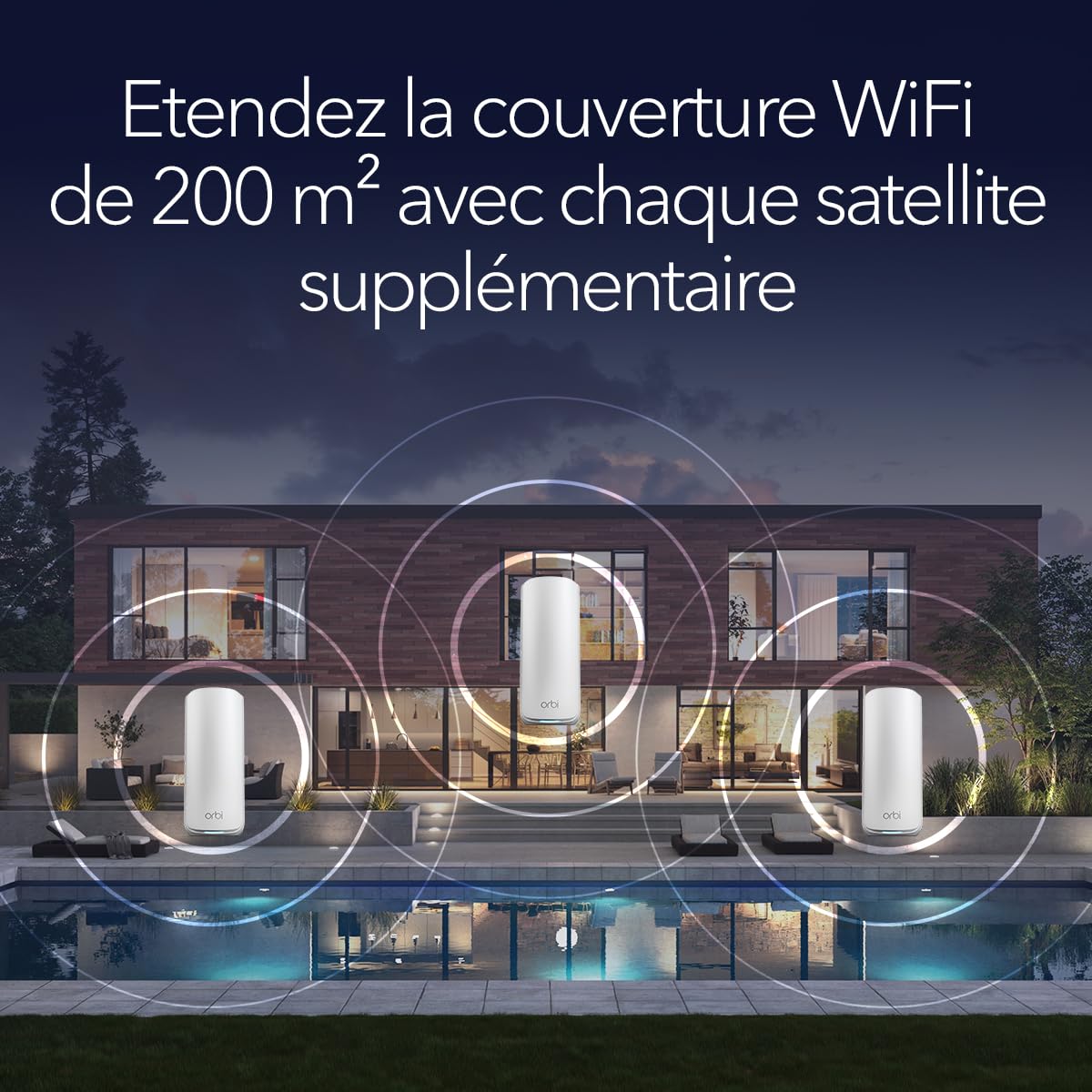 NETGEAR Orbi série 870 | Satellite Mesh WiFi 7 | RBE870 | Fonctionne avec Orbi RBE872 et RBE873 | Jusqu'à 21 Gbits/s | Étend la Couverture jusqu'à 200 m² | Et 150 appareils | Tri-Band BE21000 | Blanc
