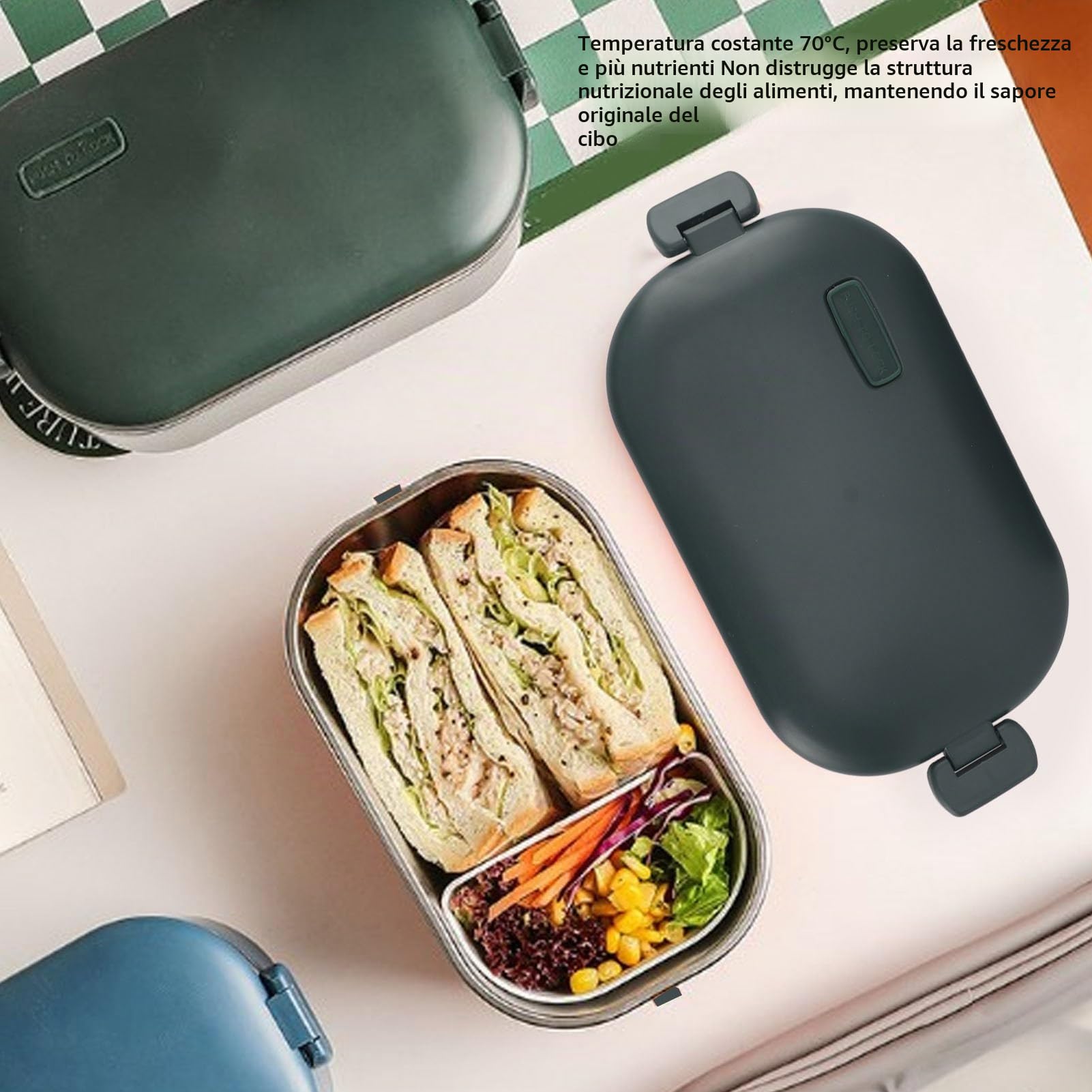 Lunch Box Elettrico da 1 Litro Contenitori per Alimenti Rapidi ed Efficienti a 360 Gradi, Riscaldamento Uniforme, Lavabile, a Prova di Perdite, Portatile, Riscaldato