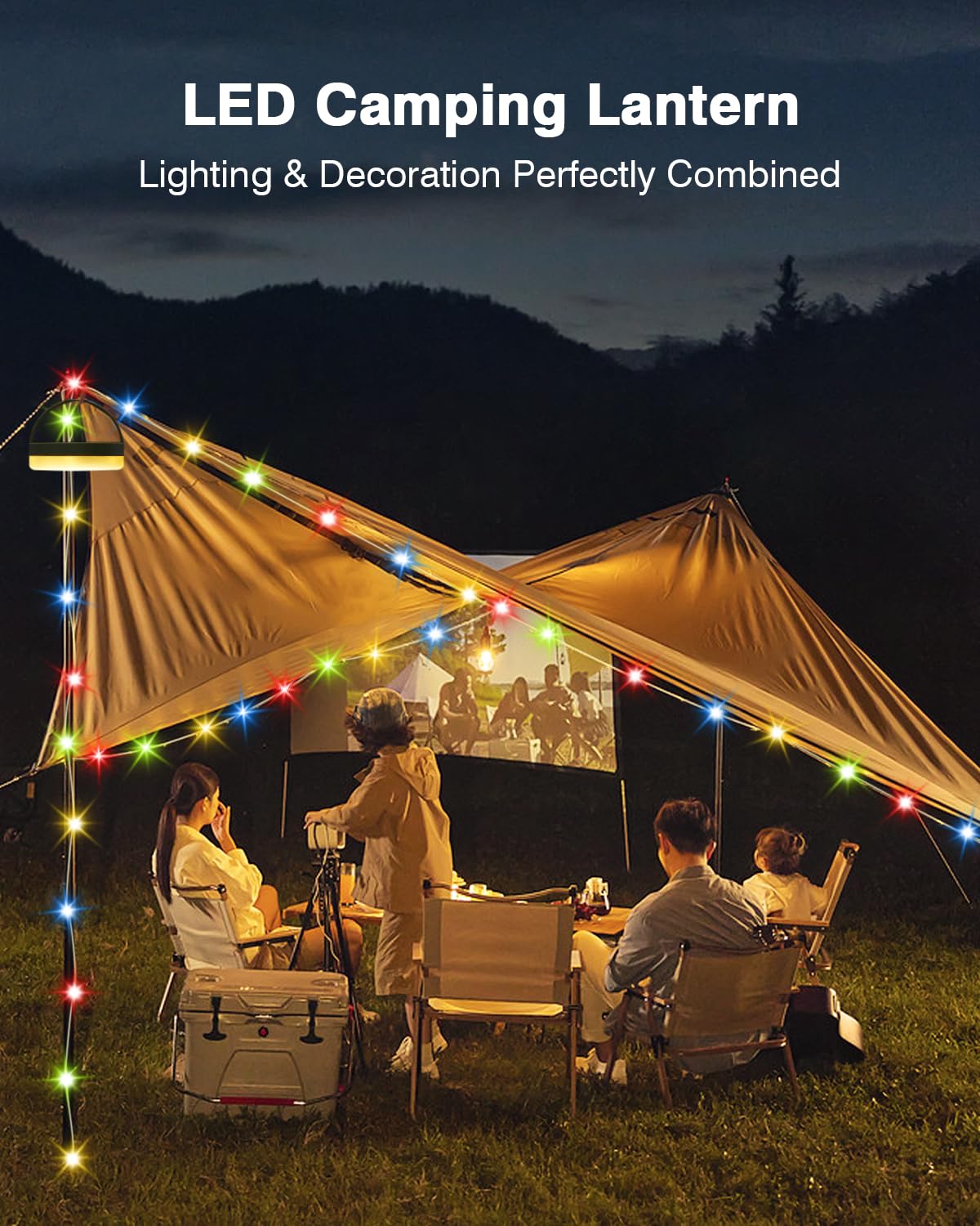 Camping Lights String, Outdoor String Lights With 5 Lighting Modes, Quick 30s Recovery, Durable And Waterproof USB Charging