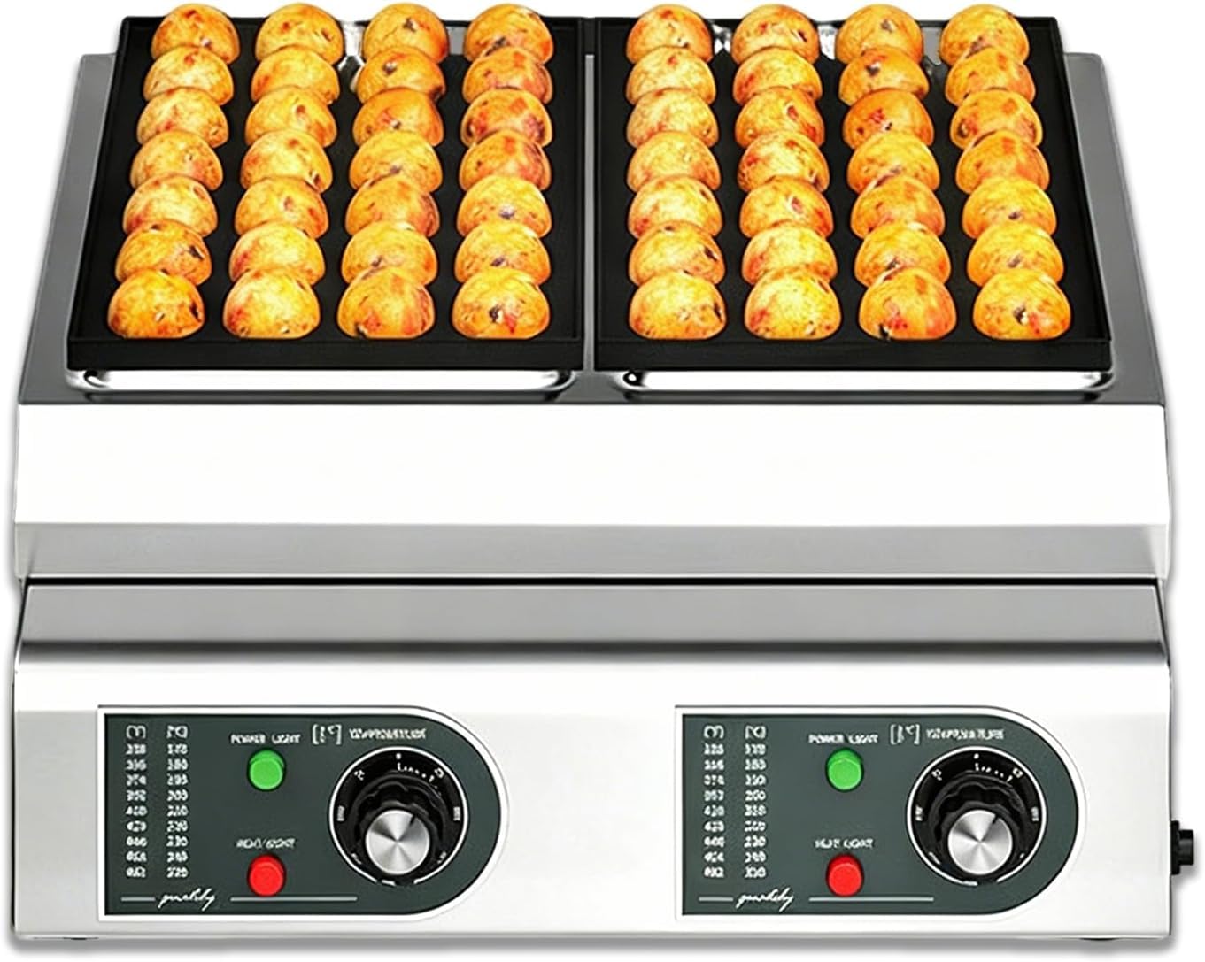 Appareil électrique à takoyaki, grill commercial 56 trous, avec contrôle indépendant de la température, le petit-déjeuner et les stands de restauration.
