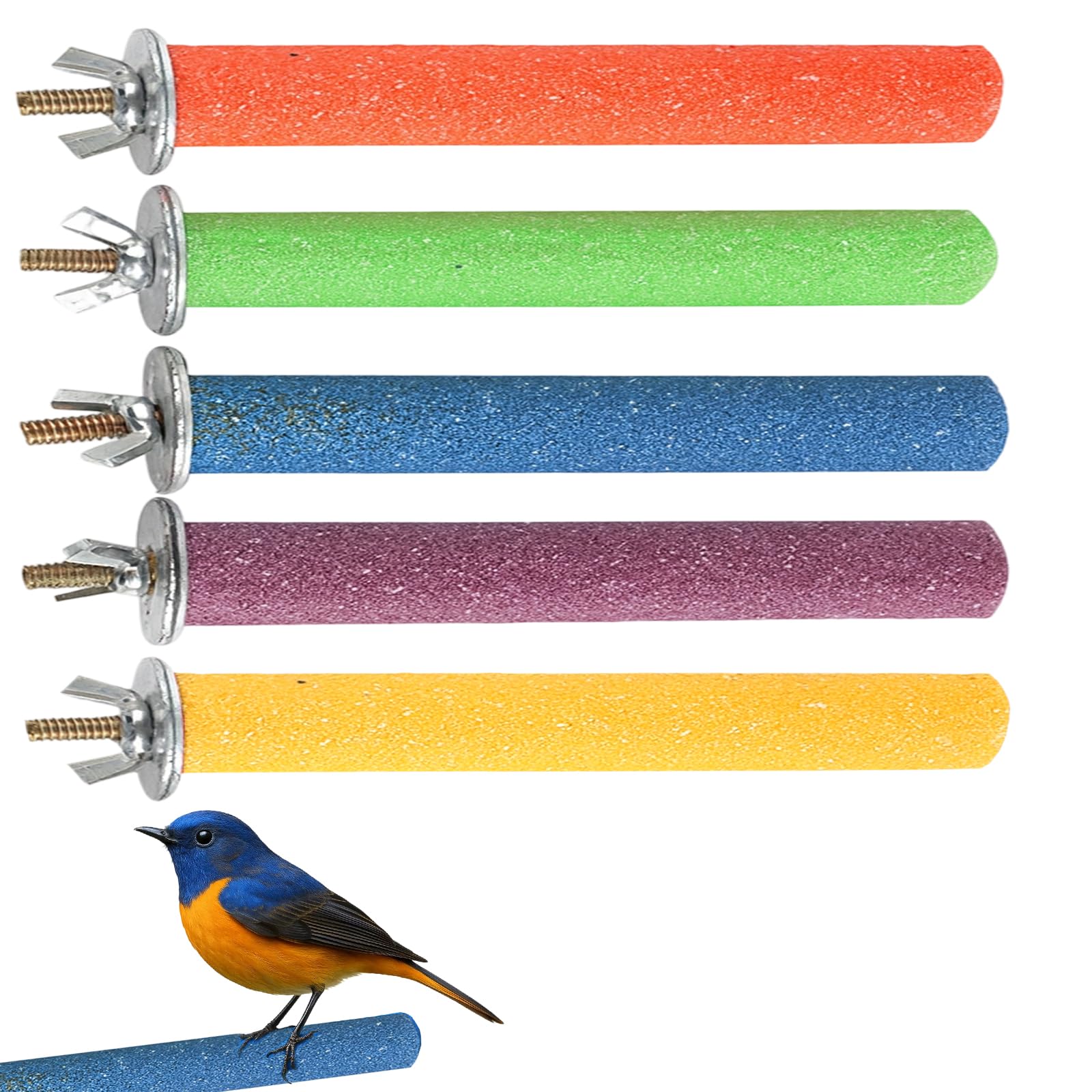 5 Pcs Budgie Perches for Cage, Bird Cage Habitat Toy, Natural Claw Grinding Stick, Suitable for Small Parrots, Long Tailed Parrots, and Cockatoos Chewing Sticks