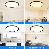 MOONSEA 60W LED Mennyezeti Lámpa - Ultravékony, Távirányítós, Fényerő és Színhőmérséklet Szabályozás (3000-6000K), 60cm, Fekete 6