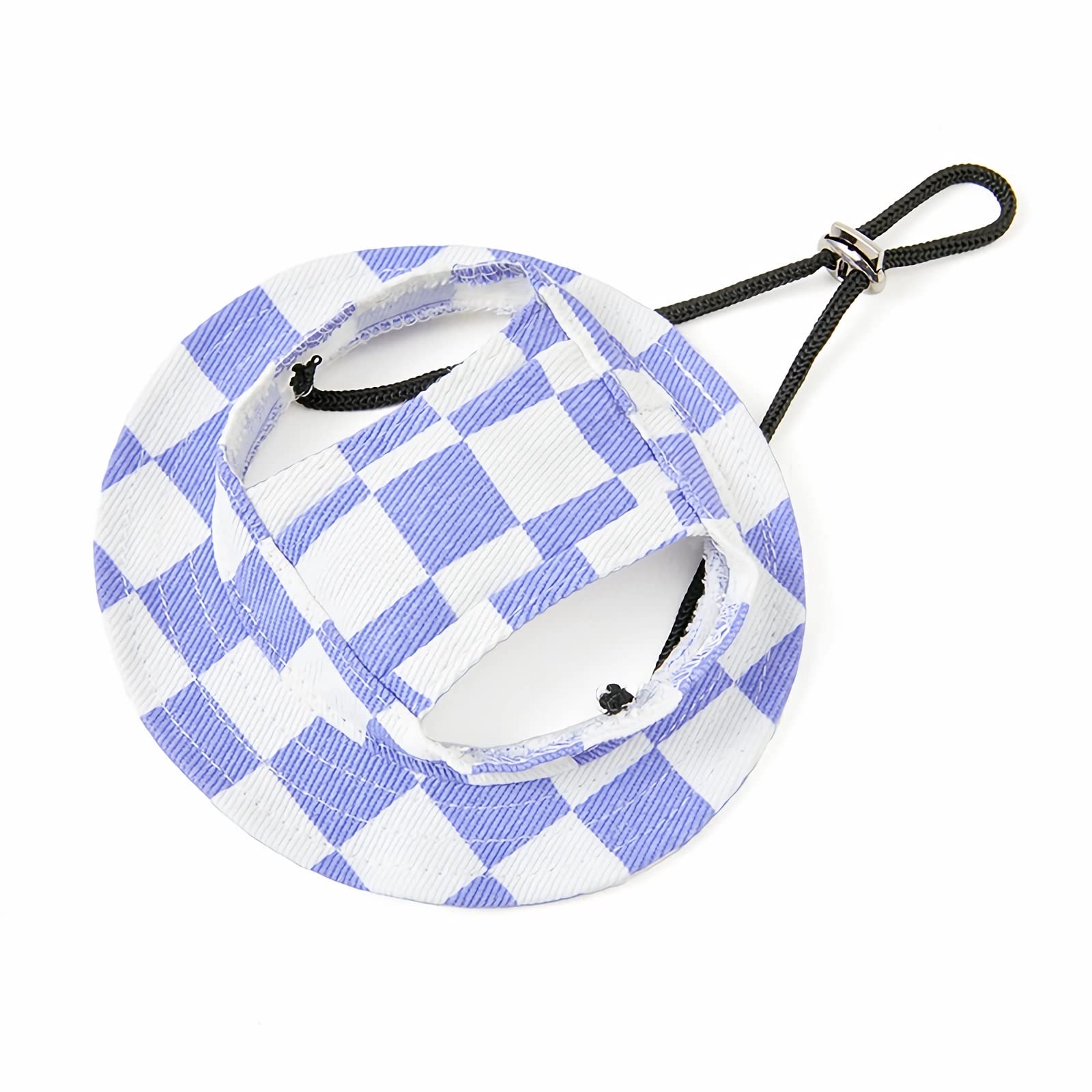 Maigllra Dog Sun Hat Cute Pet Hat Trucker Hat with Ear Holes for Sun Protection Adjustable Square Print Cotton Fisherman's Hat for for Small Medium Dogs Cats — image 1