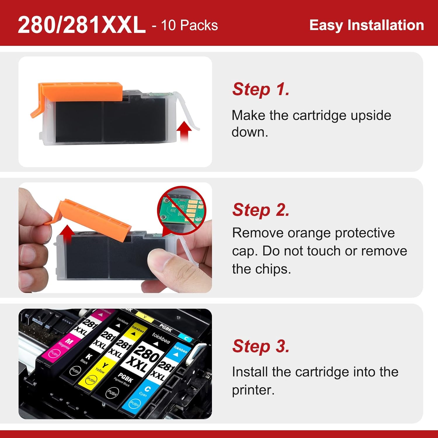 280 281 TR8620a Ink Cartridges High Yield Replacement for Canon PGI-280XXL CLI-281XXL 280XXL 280 281 XXL for Color Printer Pixma TR8600 TR8622a TR8620 TR8520 TS9120 TS9521c TS6120 TS8220 ink 10-Pack