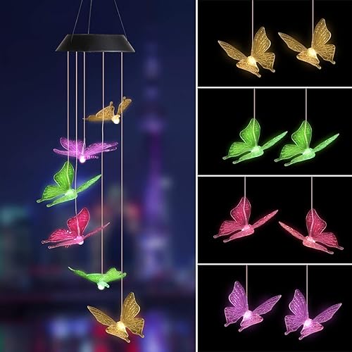 Miniatura 1 de DOUBLEZHE Campanillas de viento solares de mariposa para exteriores, día de San Valentín y regalos de cumpleaños para ella, mamá, abuela, novia,