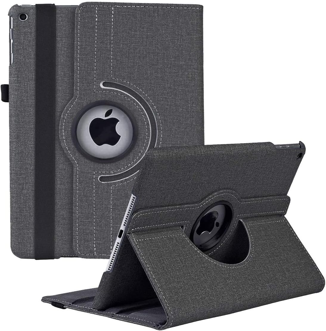 iPad Mini 1/2/3 Case 360 Degree Rotating Stand Case Cover with Auto Sleep/Wake Feature Smart Fashionable Denim Fabrics Cover for iPad Mini 3 case/ipad Mini 2 case/ipad Mini 1 case (Black-NZ)
