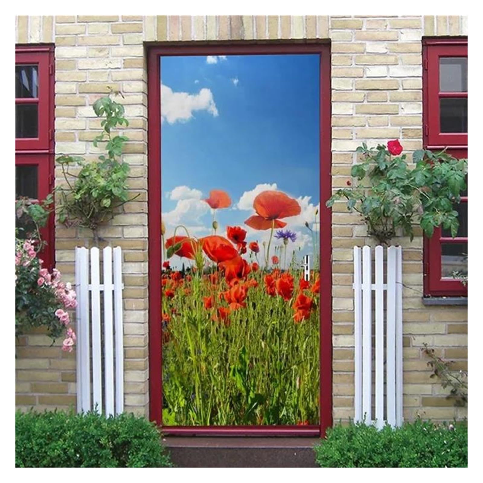 Autocollants De Porte Rose Rouge pour une Ambiance de Chambre Romantique et Élégante en PVC