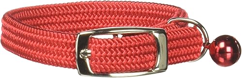 Kool Kat - Collar de seguridad elástico para gatos con campana, rojo, 8 pulgadas