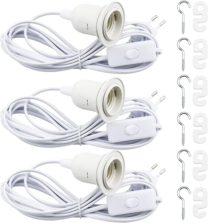 Douille E27 Avec Fil - Support De Lampe Pour Ampoule Avec Cordon Alimentation Prise Electrique Et Interrupteur Cable 18m 77643650