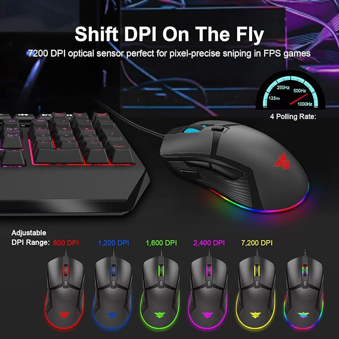 Amazon Com Npet M61 Gaming Mouse 70 Dpi Optical Sensor Chroma Rgb Lighting 7 Programmable Buttons Anti Slip Side Grips Wired Mouse For Fps Moba Mmo Video Games