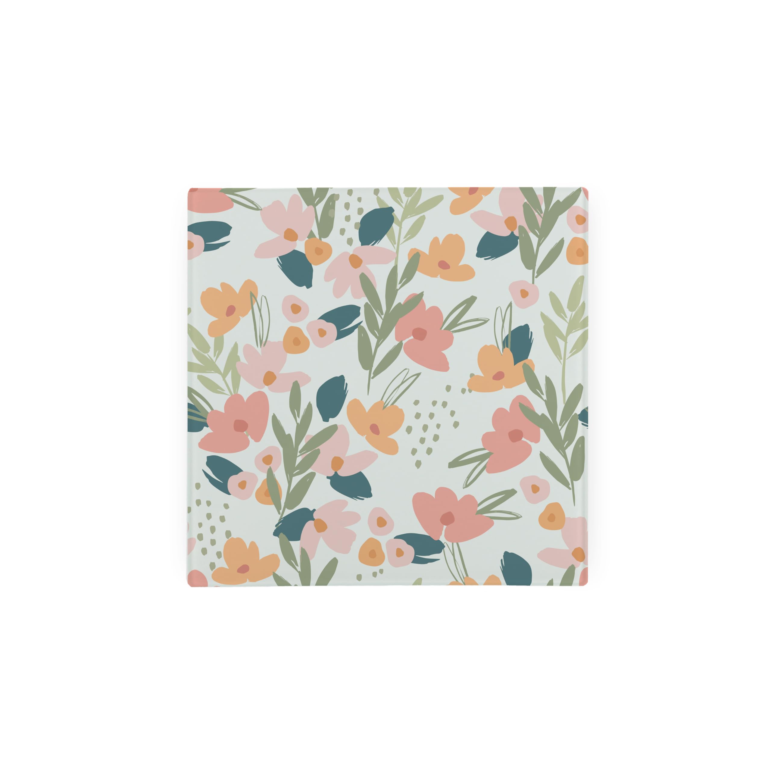 Easter Flowers Glass Square Hot Pot Stand/Trivet - Floral Spring Kitchen Gifts