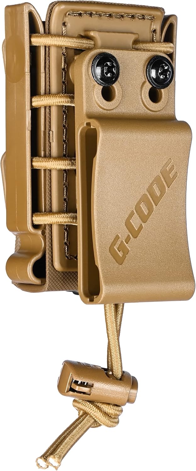 (Tan) Soft Shell Scorpion -Short- Pistol Mag Carrier with Belt Loop (1.25-1.75) 100% Made in The USA